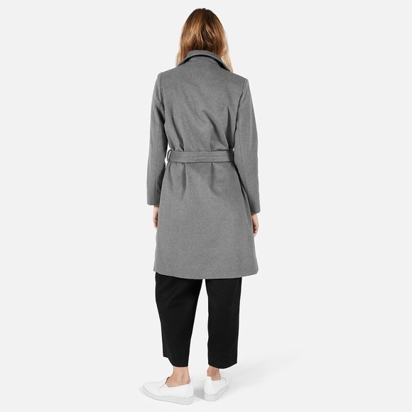 Everlane Wool Cashmere Trench Coat NEW Womens Large Gray - Picture 2 of 9